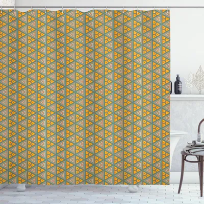Immagine prodotto di ABAKUHAUS Tenda da doccia geometrica, illustrazione artistica senza tempo in stile tribale africano astratto e retrò, 175 x 220 cm, multicolore