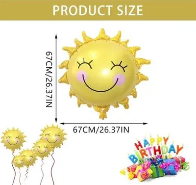 Produktbild von 4 Stück Sonnenfolienballons für Geburtstage - Heliumballons - Sonnenpartys - Frühlingspartys.