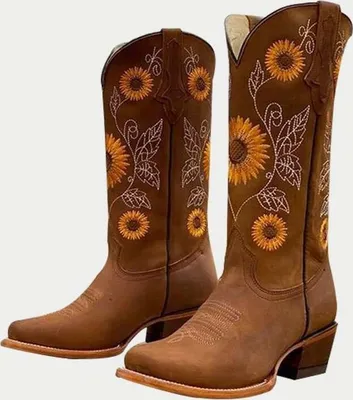 Immagine prodotto di Stivali da donna Stivali a girasole Stile etnico, Marrone, 40