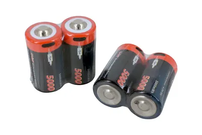 Two pairs of rechargeable batteries are shown against a white background.