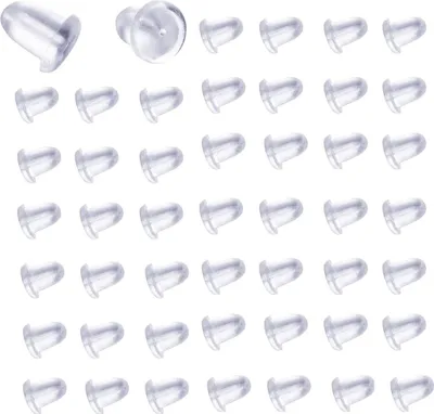 Produktbild von 50 Stück Ohrring Verschluss, Transparent Universal Stopper Silikon Ohrstecker verschlüsse für DIY Schmuck Fitting Ohrringe Machen (4 * 5 m