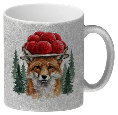 Produktbild von Rotfuchs mit Bollenhut Glitzer-Kaffeebecher Schwarzwald Motiv