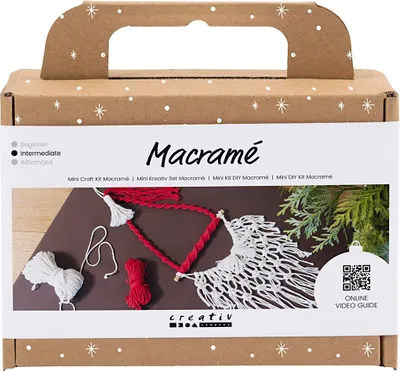 Produktbild von Creativ Company Makramee Weihnachtsmann Bastelset - DIY Weihnachtsdeko Set