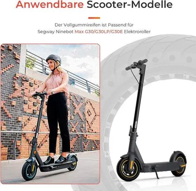 Immagine prodotto di Pneumatici di ricambio per scooter elettrici da 10 pollici, resistenti e durevoli, compatibili con Segway Ninebot Max G30 e modelli simili