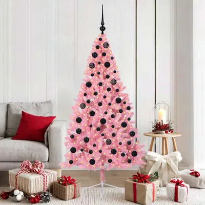 Zdjęcie produktu dla Maison Exclusive – Sztuczna choinka bożonarodzeniowa z oświetleniem, różowa, 180 cm, PVC