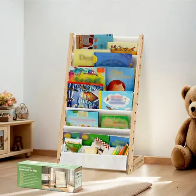 Immagine prodotto di COSYLAND - Libreria Montessori per bambini, con 6 scomparti in tessuto
