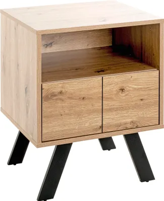 Produktbild von HAKU Konsole Nachtkonsole Beistelltisch Eiche hell, schwarz - MDF, Metall, B/H/T: 45x60x40 cm