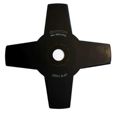 A black four-pronged cutting blade for a garden tool, shown against a white background.