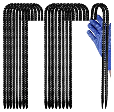 Produktbild von 8 Stück Bodenanker, 40,6 cm Stahl J-Haken, Schwarz