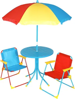 Produktbild von Kinder Sitzgruppe Kindertisch Klappstühle Sonnenschirm Sitzgarnitur Kindermöbel