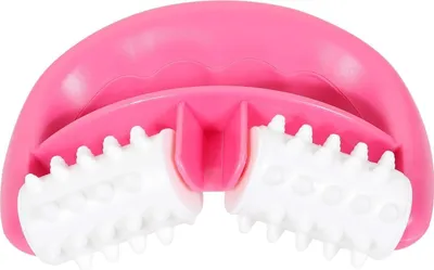 Produktbild von Handmassageroller, Ganzkörper-Anti-Cellulite-Muskelmassagegerät mit 2 Rädern, geeignet für Fuß, Hand, Körper, Nacken, Kopf, Bein, Schmerzlinderung (rosa)
