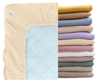 Productafbeelding van Mousseline kinderlaken 120x200 cm Crème - hoeslaken, 100% katoen