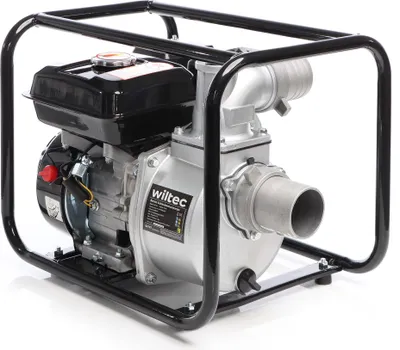 Zdjęcie produktu dla Benzynowa pompa ściekowa Wiltec 4kW 48 000 l/h, głowica tłocząca 28 m, pompa ogrodowa z przyłączem 80 mm (3"), silnik 4-suwowy
