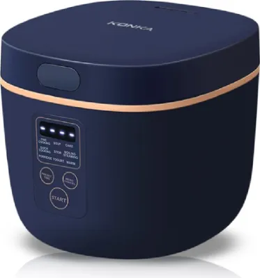 Produktbild von KONKA Digitaler Reiskocher klein 2L, 9 Programme inkl. Timer- und Warmhaltefunktion, mit Dampfgarer und Reiskocherlöffel, 400W