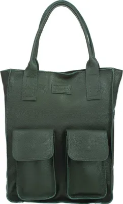 Produktbild von Vezze Wildleder-Shopper- Tasche - italienische Ledertasche - robust und wasserfest - große Hauptfach - mehrere Taschen und Griffen - Flaschengrün