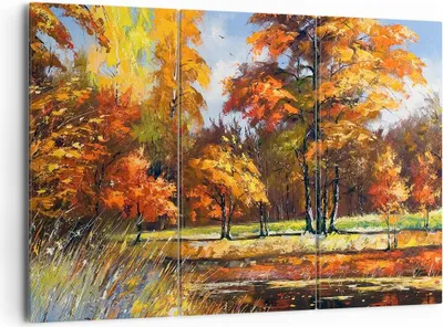 Produktbild von Bild auf Leinwand - Leinwandbild - Park Herbst Wasser - 165x110cm - Wand Bild - Wanddeko - Leinwanddruck - Bilder - Kunstdruck - Wanddekoration - Leinwand bilder - Wandkunst - CE165x110-3536