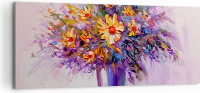Produktbild von Bild auf Leinwand - Leinwandbild - Blumen Vase - 120x50cm - Wand Bild - Wanddeko - Wandbilder - Leinwanddruck - Bilder - Kunstdruck - Wanddekoration - Leinwand bilder - Wandkunst - AB120x50-4112