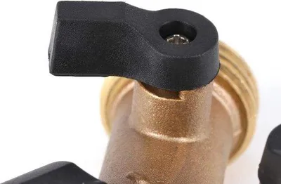 Image de Raccord en Y double pour tuyau d'arrosage - Raccord en Y en laiton 3/4 pouce - Raccord double pour tuyau en cuivre - Clapet adaptateur pour arrosage de jardin