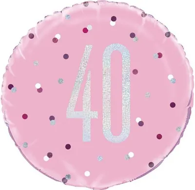 Produktbild von Folien Ballon Pink Dots Glitzer zum 40. Geburtstag