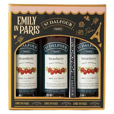Obrázok produktu pre St. Dalfour ovocná nátierka darčeková sada, edícia Emily v Paríži, 100 percent ovocie, bez pridaného cukru, bez lepku, 3×284 g (jahoda)