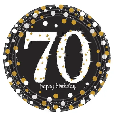 Produktbild von 70. Geburtstag gold 8 glitzer Teller