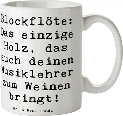 Produktbild von Mr. & Mrs. Panda Tasse Spruch Blockflöte Humor - Weiß - Geschenk, Kaffeetasse, cappuccinotasse, Instrument, Musik, schöne, Pott, Tenorblockflöte, lernen, Keramiktasse