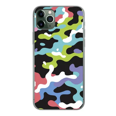 Produktbild von MuchoWow® Handyhülle Schutzhülle Hülle für iPhone 11 Pro Max Buntes Camouflage-Muster Silikon Softcase Handy Hülle - Schutz