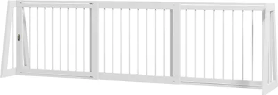 Produktbild von Türgitter hund ausziehbar Holzrahmen 71-190 x 38,5 x 56 cm mit 3 Paneelen, Treppengitter für Küche, Flur, Treppen, Weiß