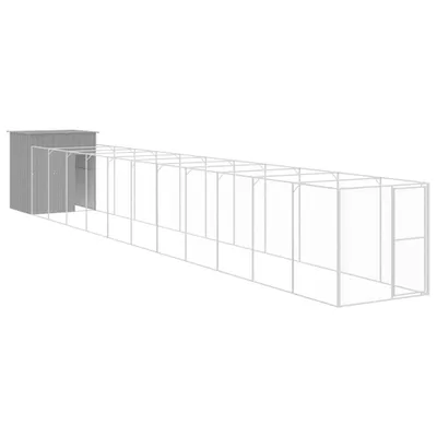 Obrázok produktu pre Búda pre psa s výbehom svetlo sivá 165x1271x181 cm pozink. oceľ