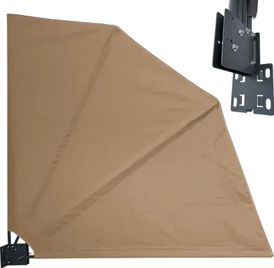 Produktbild von Balkonfächer 115 x 115 cm Beige, Easy Mount Wandplatte, Balkon Sichtschutz Fächer Blickdicht, Windschutz Trennwand Wetterfest