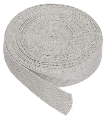 Baumwoll-Köperband 20 mm x 9 m, Fischgrät, hellgrau, für Nähen & Basteln