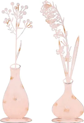 Produktbild von 2er Set Metall Blume Altrosa Deko-Aufsteller Tischdeko Shabby Chic Vintage