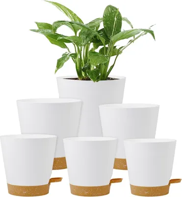 Image de Set de pots de fleurs auto-irrigués pour jardins intérieurs et balcons, 6 pièces