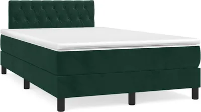 Produktbild von vidaXL Boxspringbett mit Matratze Dunkelgrün 120x190 cm Samt