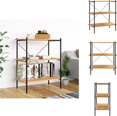 Immagine prodotto di vidaXL Scaffale a 3 ripiani nero e rovere 80x40x92 cm - Librerie e scaffali