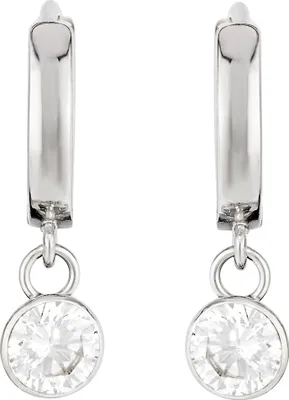 Produktbild von NKlaus Paar Klappcreolen 925 Silber rhodiniert Ohrringe 12mm mit Zirkonia weiß Anhäger 11890