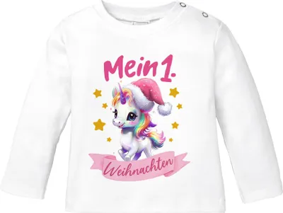 Produktbild von Baby Langarmshirt Spruch Mein 1. Weihnachten Babyshirt Jungen Mädchen Shirt Outfit Print Weihnachtsmotiv SpecialMe®