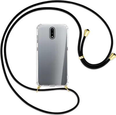 Produktbild von Handykette Backcover-Schutzhülle mit Band (Metall goldfarben) für Nokia 2.3 - schwarz