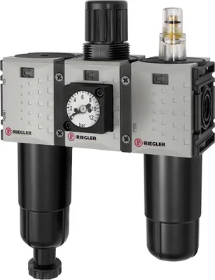 Produktbild von Riegler Wartungseinheit 3-tlg. »FUTURA-mini«, Metallb., Kompaktmano., G 1/4, 0,1-4, HA