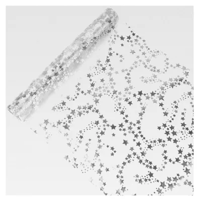 Produktbild von Tischläufer Weihnachten Rolle mit Doppelseitigem Silberstern, 28 cm x 500 cm, Glänzende Tischdekoration für Weihnachten, Silvester, Adventszeit, Ramadan