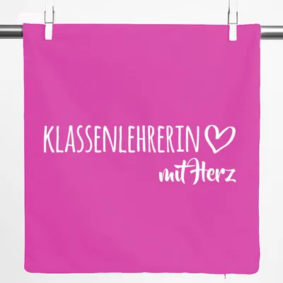 Produktbild von Huuraa Kissenbezug Klassenlehrerin mit Herz 40x40cm Fuchsia Baumwolle Dekokissenbezug Geschenkidee