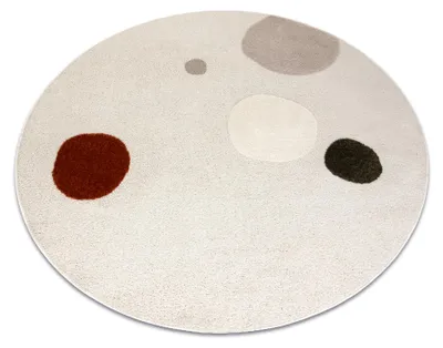 Produktbild von DUNE 8087 Teppich Kreis creme / Terrakotta – Geometrisch, Kreise, Struktur beige rund 160 cm