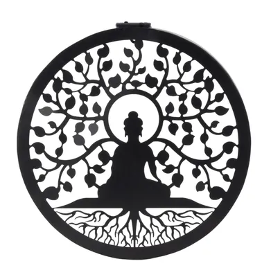 Produktbild von Wanddekoration Lebensbaum mit Buddha – Metallkunst mit LED-Beleuchtung