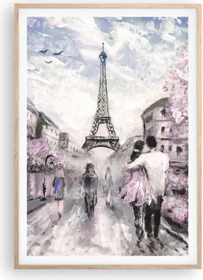 Produktbild von Gerahmtes Poster - Rahmen in heller Eiche - Paris Weg Illustration eiffle - 70x100 cm - Wand Bild - Wanddeko - Wandbilder - Wandposter - Bilderrahmen - Bilder - Kunstdruck - P2NPA70x100-3149