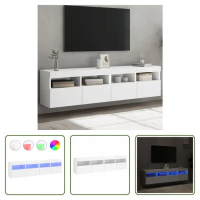 Produktbild von The Living Store TV-Wandschränke mit LED-Leuchten 2 Stk. Weiß 80x30x40 cm