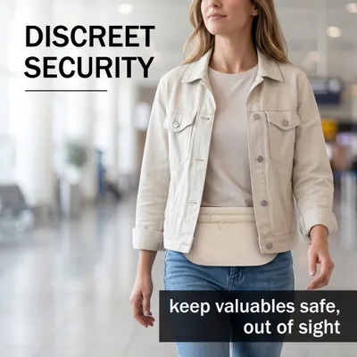 Imagen del producto de Riñonera antirrobo, con funda para cinturón ajustable e impermeable, ideal para deportes y viajes