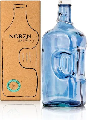 Produktbild von Glasflasche für Wasser, 2 Liter - 100% recyceltes Glas - mit Deckel - ideal für den Kühlschrank