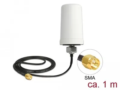 Produktbild von DeLOCK 12545, 2 dBi, 0.698 - 0.960, 1.710 - 2.170, 2.300 - 2.700 GHz, 50 Ohm, Omnidirektionale Antenne, SMA, Männlich