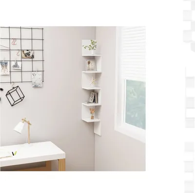 Zdjęcie produktu dla vidaXL Narożna półka ścienna biała 20x20x127,5 cm materiał drewnopochodny - Półki ścienne