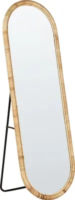 Obrázek produktu pro BELIANI Stojící zrcadlo přírodní ratan sklo 150 x 50 cm oválný tvar moderní obývací pokoj styl boho ložnice